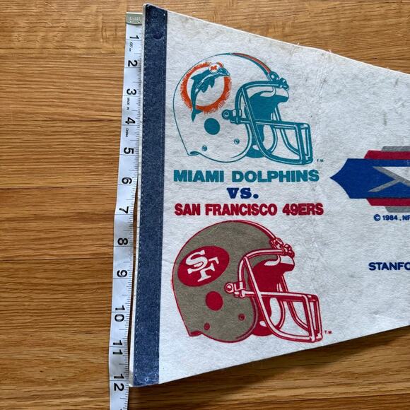 Vintage NFL Miami Dolphins Felt Flag Pennants Set of 2 Superbowl 1985 Orange - Picture 4 of 7